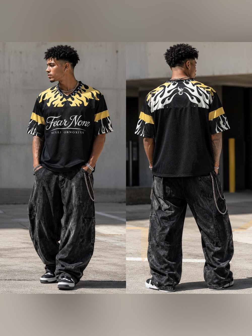 Lex Talionis Fear None Flame Graphic football box Jersey